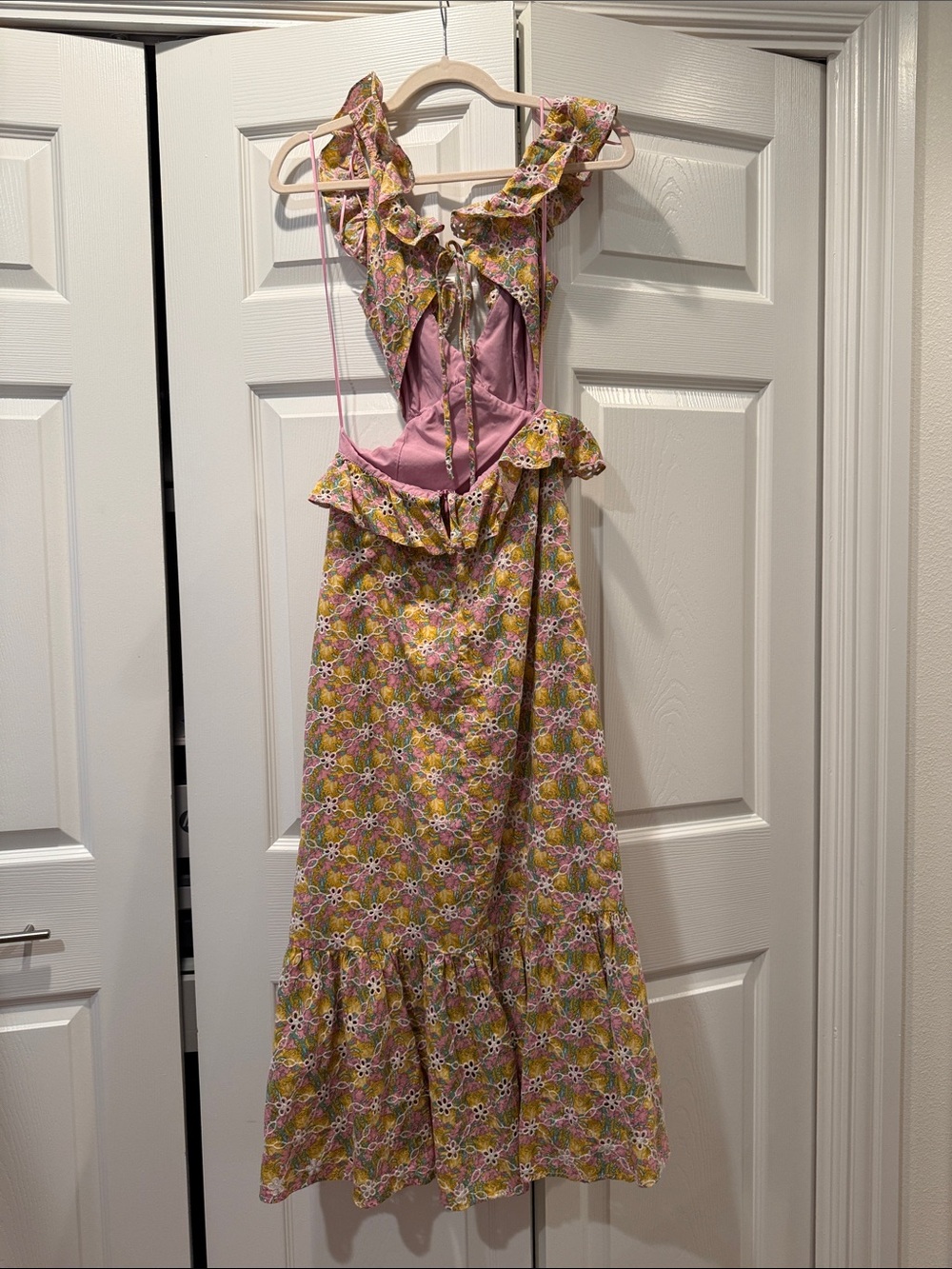 Astr Floral Ruffle Maxi Dress in Pink and Yellow - Picture 2 of 2